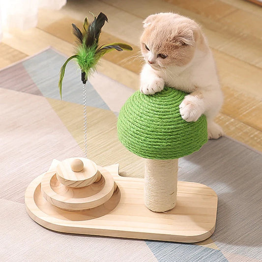 Pet Tree Scratching Post with Interactive Toy – Fun and Durable Cat Scratcher for Active Play