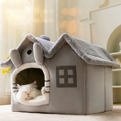 Removable Roof Plush Pet House – Cozy and Comfortable Pet Bed for Cats and Dogs