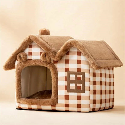 Removable Roof Plush Pet House – Cozy and Comfortable Pet Bed for Cats and Dogs