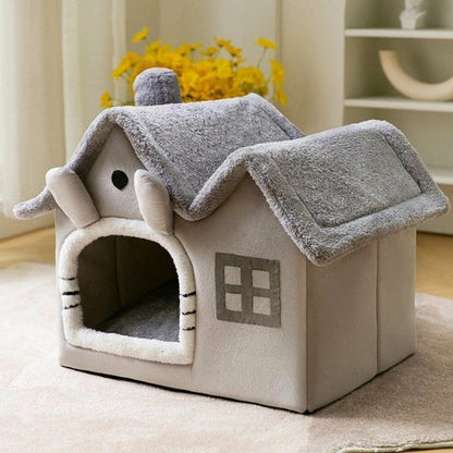 Removable Roof Plush Pet House – Cozy and Comfortable Pet Bed for Cats and Dogs