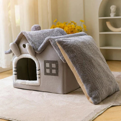 Removable Roof Plush Pet House – Cozy and Comfortable Pet Bed for Cats and Dogs