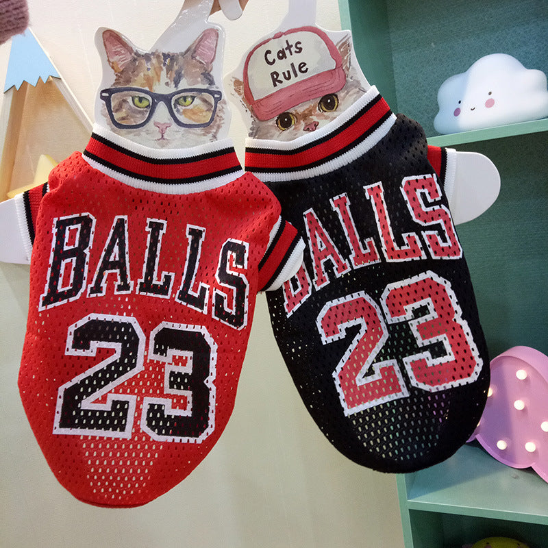 Dog Clothes Teddy Vest – Breathable Basketball-Style Jersey