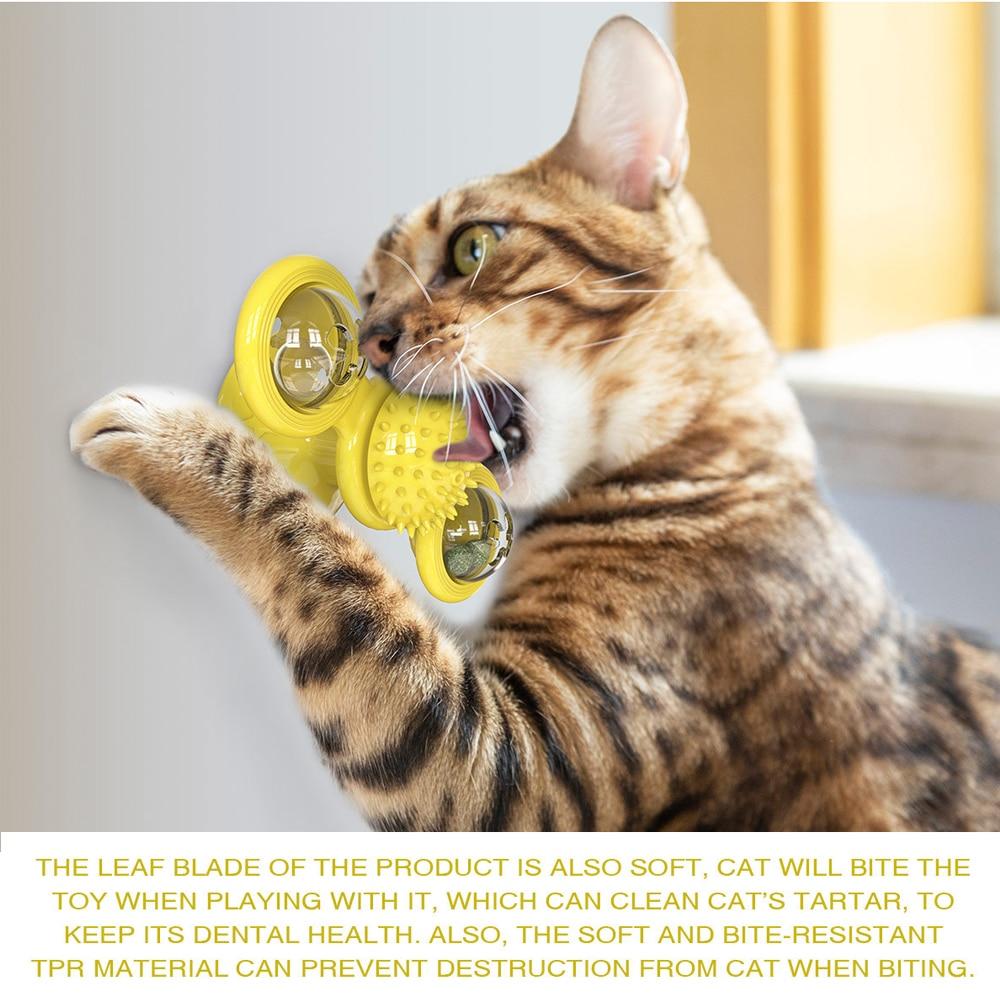 Whirling LED Balls Windmill Cat Toy – Interactive Suction Cup Cat Toy for Exercise and Play